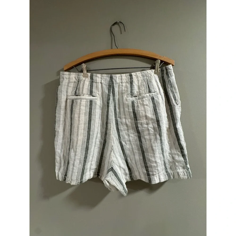 Anthropologie Beachgoer shorts High Rise Striped Linen Blend Size 10